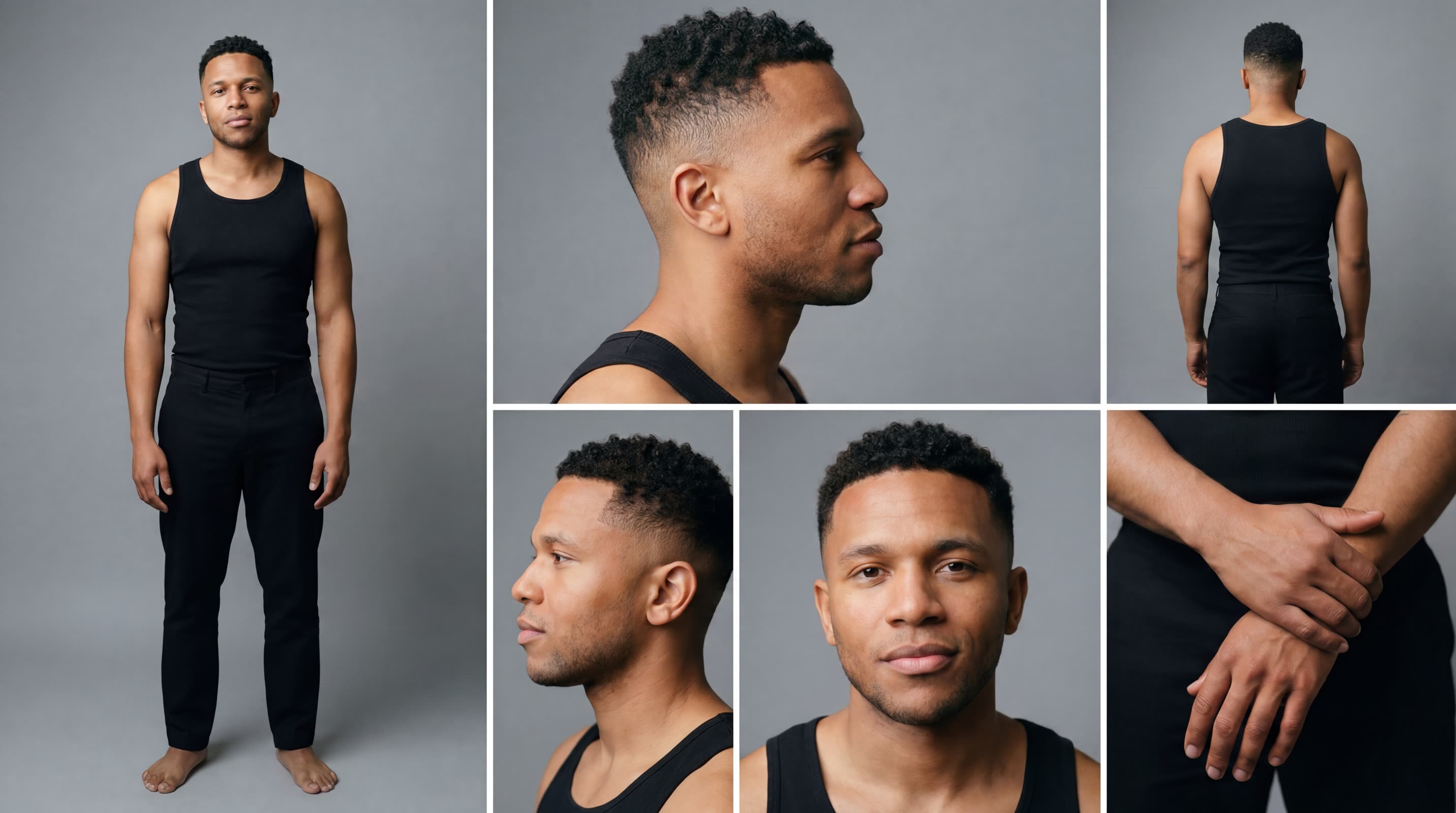 Six-panel character sheet