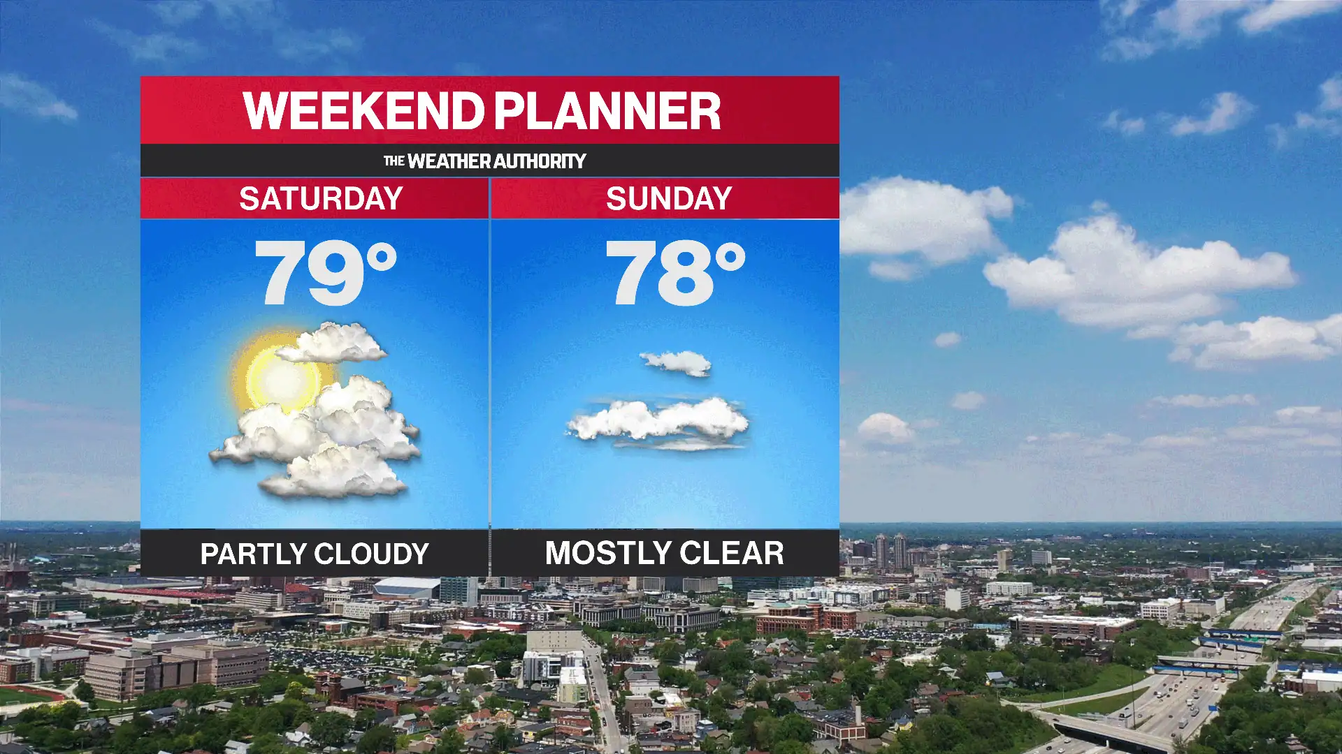 Weekend planner panel with iconography