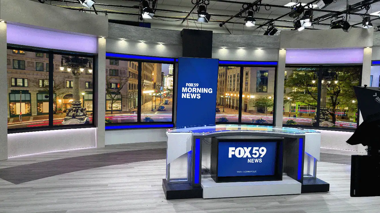 Set mockup with LED wall graphics